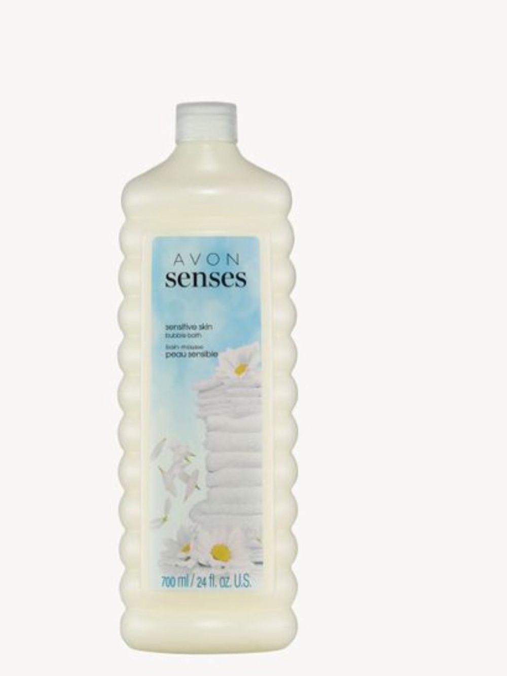 Avon Senses Bubble Bath Bottle - Cream with Blue Label